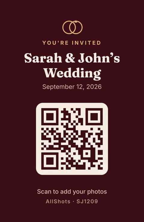Elegant table card with a QR code