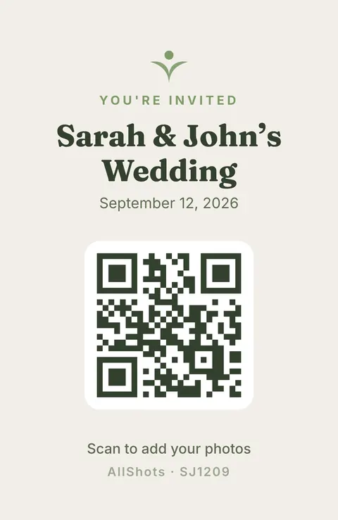 Floral table card with a QR code